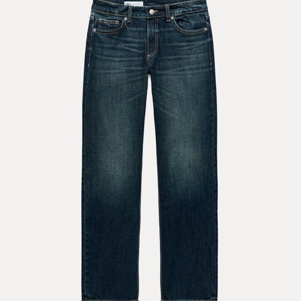 ZARA TRF STRAIGHT LOW-RISE JEANS W/ HEART POCKETS
